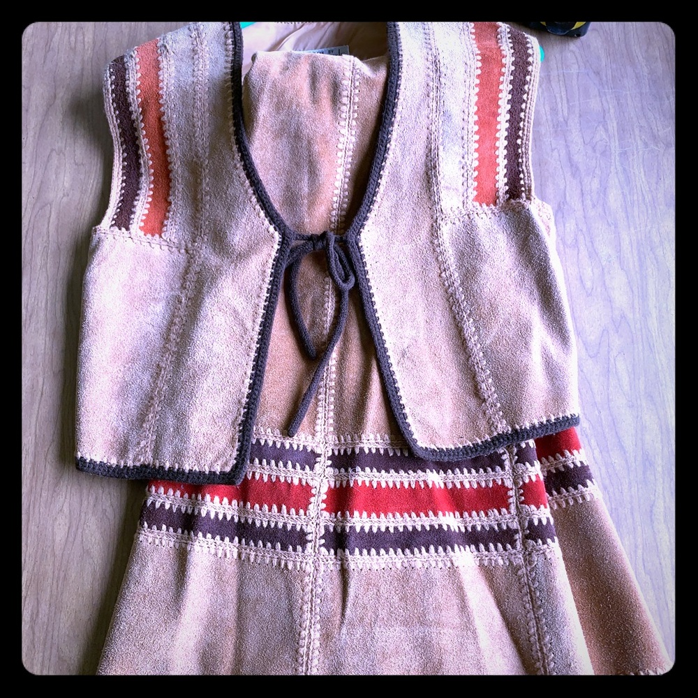 Soft leather skirt & vest. Vintage